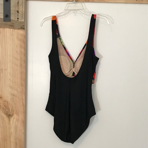 VTG 80s Floral High Cut Swimsuit Tie Front L 12 - Picture 4 of 7